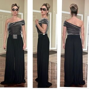 Zara Black pleated wide leg high waisted high-rise trouser dress pants Sz L